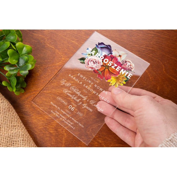 Hochzeitseinladungen - Plexi 3mm mit UV-Druck - ZAP069
