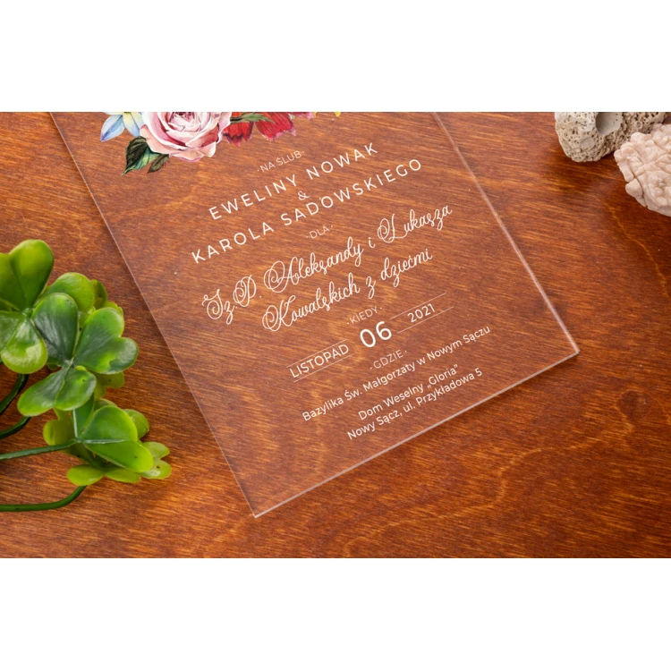 Hochzeitseinladungen - Plexi 3mm mit UV-Druck - ZAP069