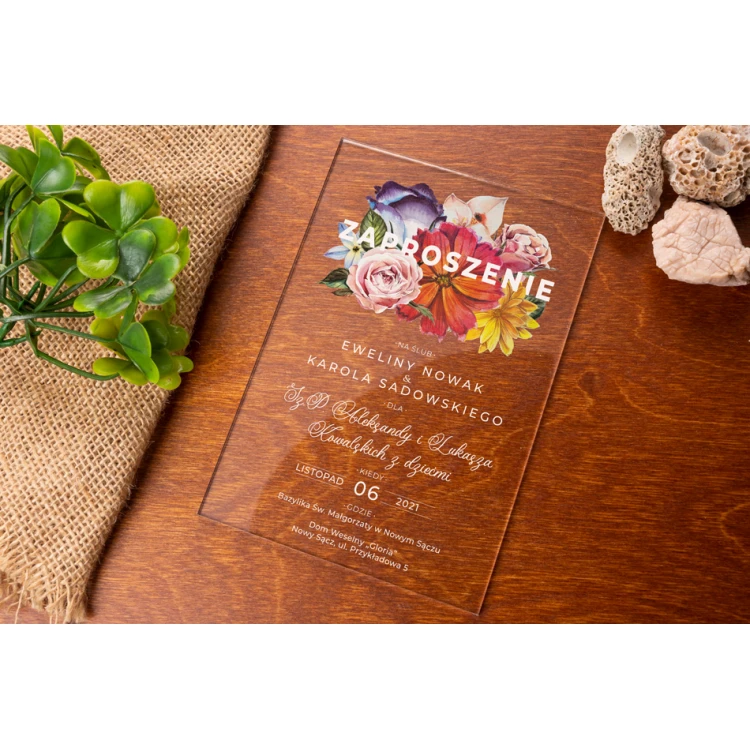Hochzeitseinladungen - Plexi 3mm mit UV-Druck - ZAP069