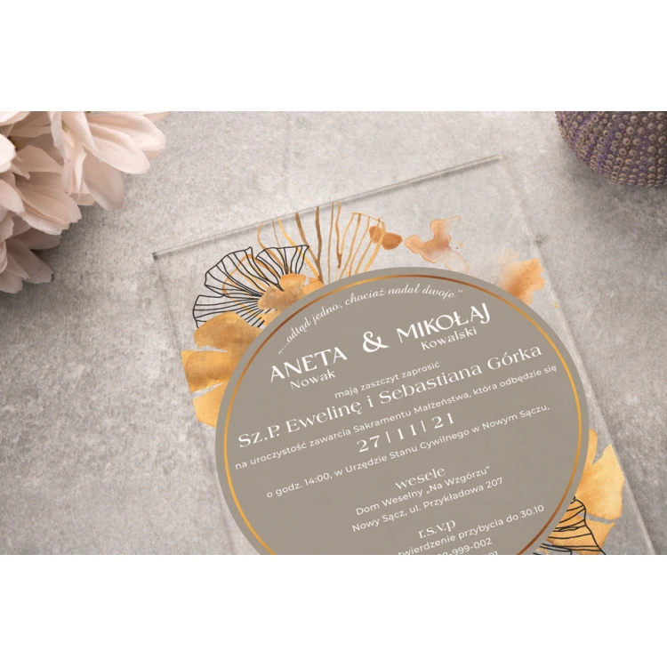 Hochzeitseinladungen - 3mm Plexi mit UV-Druck - ZAP070