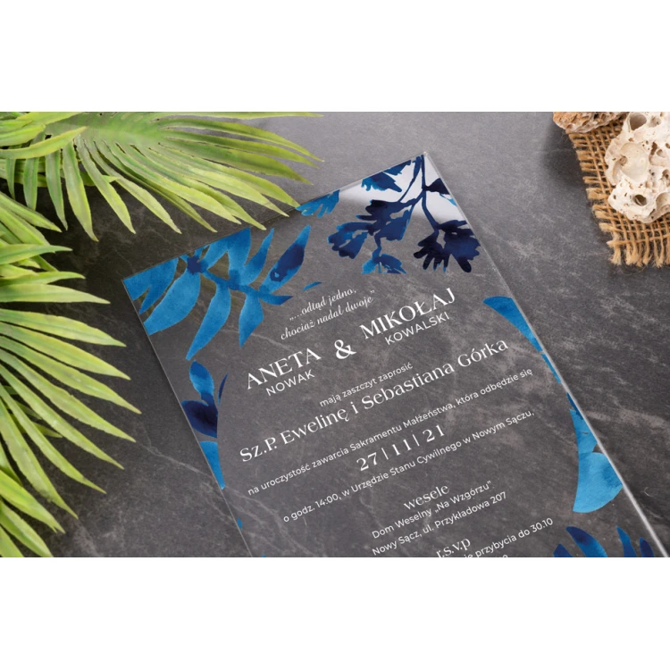 Hochzeitseinladungen - Größe 104x152mm (C6) - Plexiglas 3mm mit UV-Druck - ZAP072