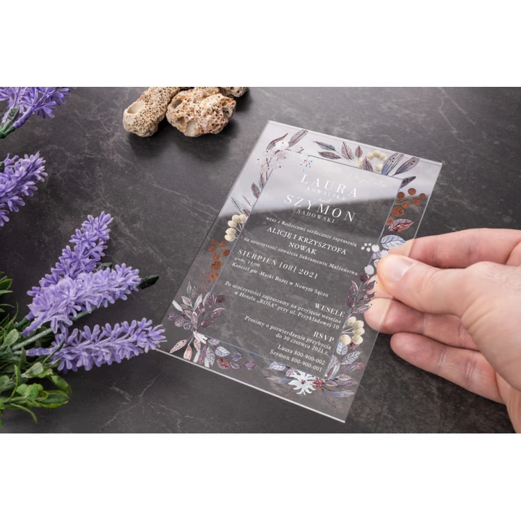 Hochzeitseinladungen - Größe 104x152mm (C6) - Plexi 3mm mit UV-Druck - ZAP073