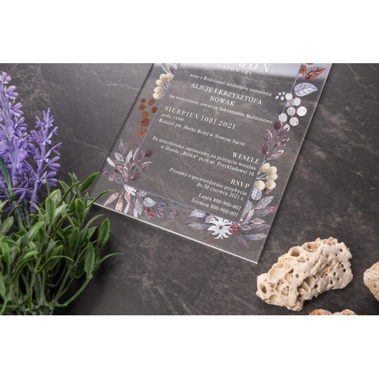 Hochzeitseinladungen - Größe 104x152mm (C6) - Plexi 3mm mit UV-Druck - ZAP073