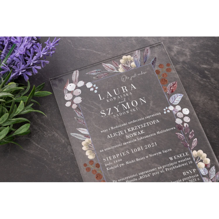 Hochzeitseinladungen - Größe 104x152mm (C6) - Plexi 3mm mit UV-Druck - ZAP073
