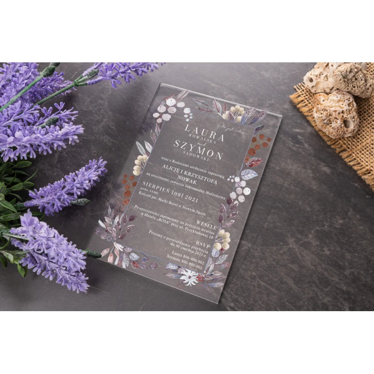 Hochzeitseinladungen - Größe 104x152mm (C6) - Plexi 3mm mit UV-Druck - ZAP073