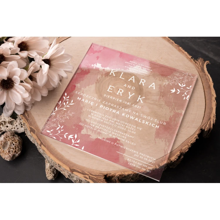 Hochzeitseinladungen - Größe 143x143mm (K4) - Plexiglas 3mm mit UV-Druck - ZAP075
