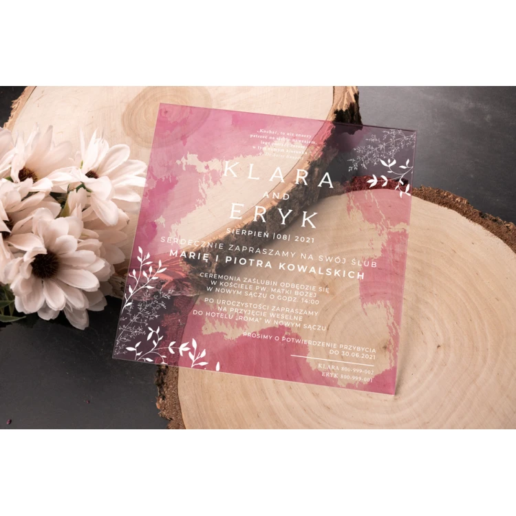 Hochzeitseinladungen - Größe 143x143mm (K4) - Plexiglas 3mm mit UV-Druck - ZAP075