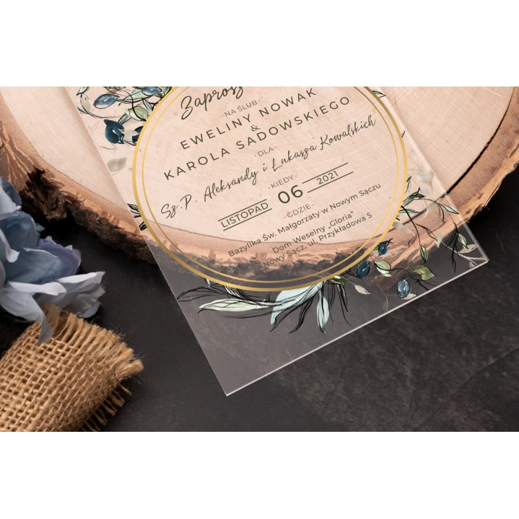 Hochzeitseinladungen - Größe 104x152mm (C6) - Plexi 3mm mit UV-Druck - ZAP076