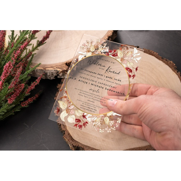 Hochzeitseinladungen - Größe 104x152mm (C6) - Plexiglas 3mm mit UV-Druck - ZAP077