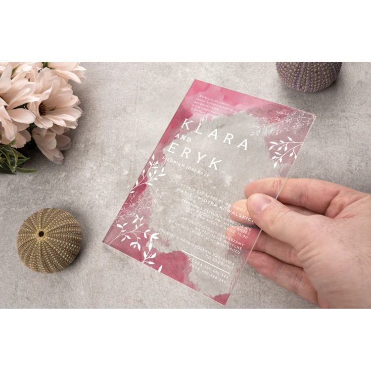 Hochzeitseinladungen - Größe 104x152mm (C6) - Plexi 3mm mit UV-Druck - ZAP071