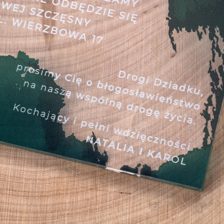 Hochzeitseinladungen - Größe 143x143mm (K4) - Plexiglas 3mm mit UV-Druck - ZAP085