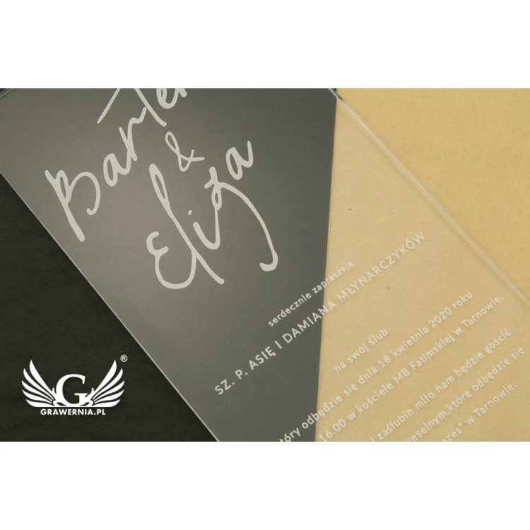 Hochzeitseinladungen aus Acryl - Lasergravur - ZAP053