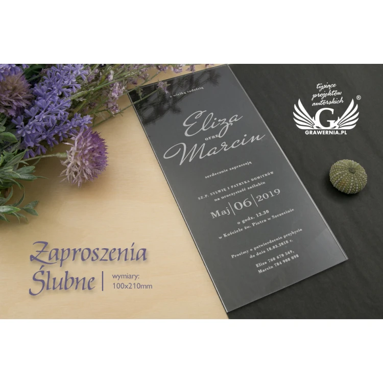 Hochzeitseinladungen aus Acryl - Lasergravur - ZAP054