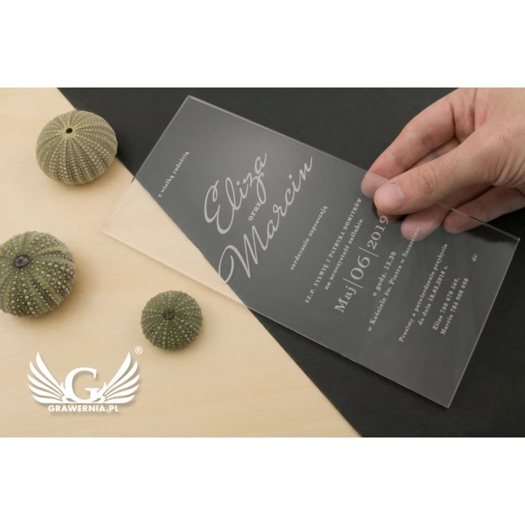 Hochzeitseinladungen aus Acryl - Lasergravur - ZAP054