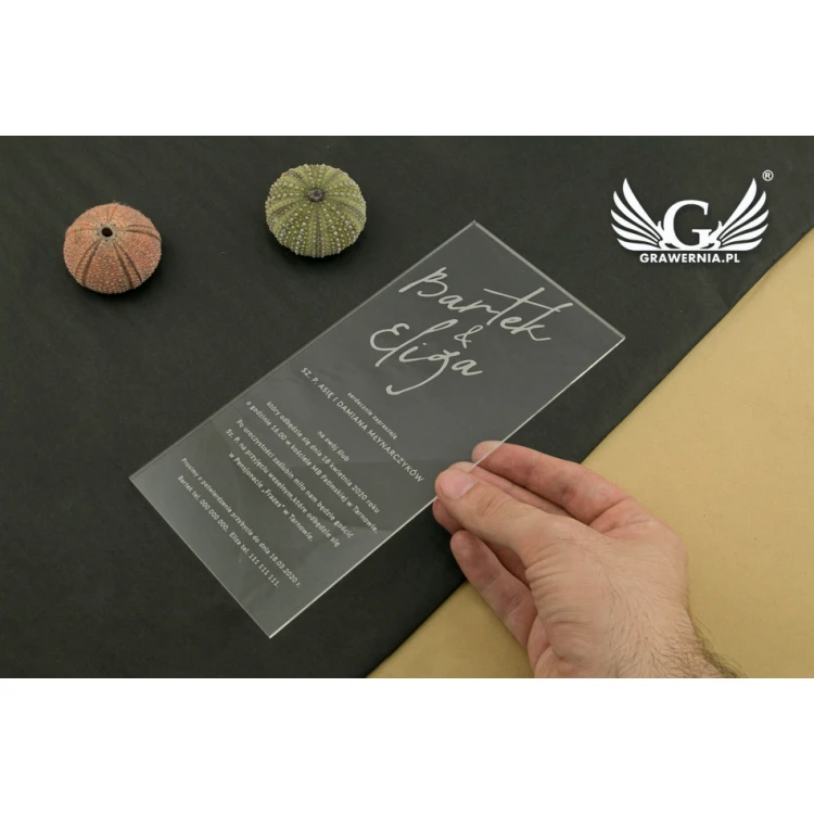 Hochzeitseinladungen aus Acryl - Lasergravur - ZAP053