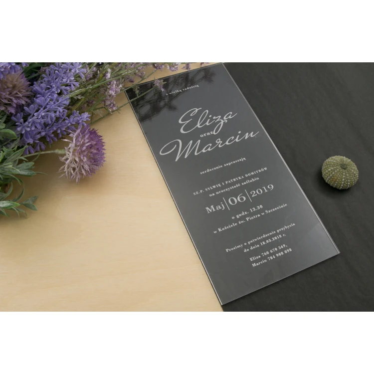 Hochzeitseinladungen aus Acryl - Lasergravur - ZAP054