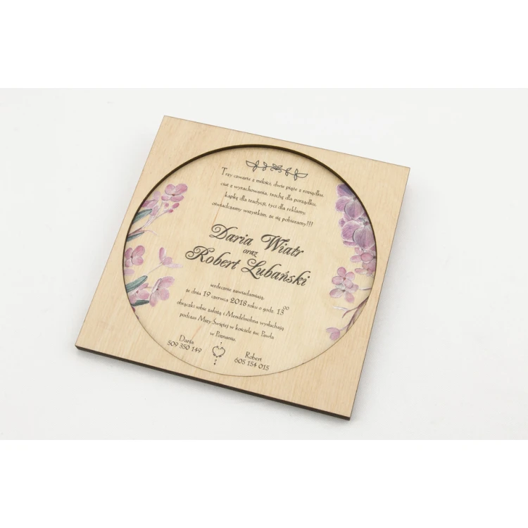 Hochzeitseinladungen aus Holz - UV-Digitaldruck - ZAP015