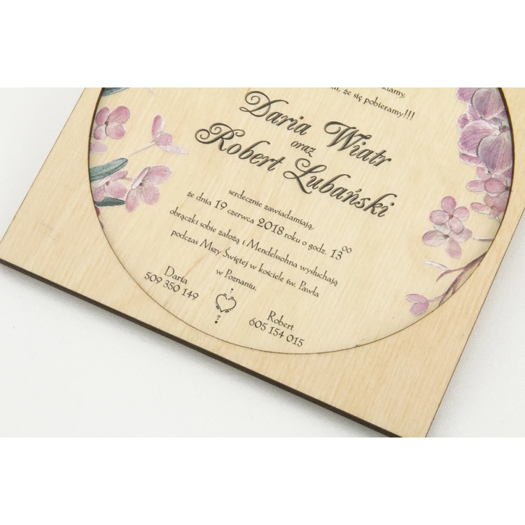 Hochzeitseinladungen aus Holz - UV-Digitaldruck - ZAP015