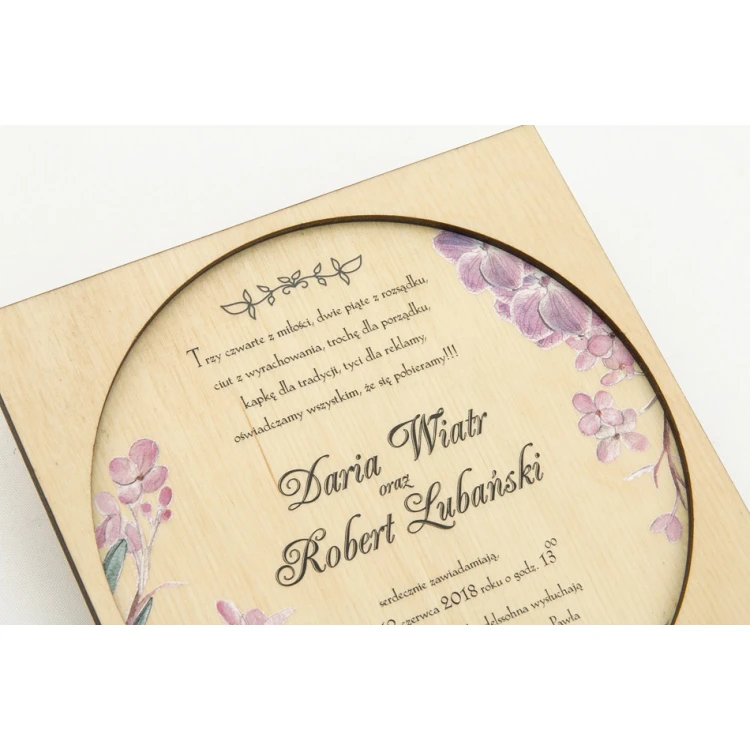 Hochzeitseinladungen aus Holz - UV-Digitaldruck - ZAP015