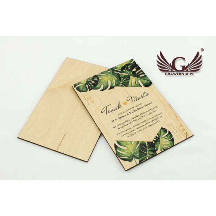 Hochzeitseinladungen aus Holz - Tropisch - Digitaler UV-Druck - ZAP043