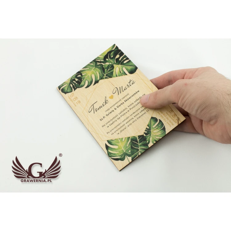 Hochzeitseinladungen aus Holz - Tropisch - Digitaler UV-Druck - ZAP043