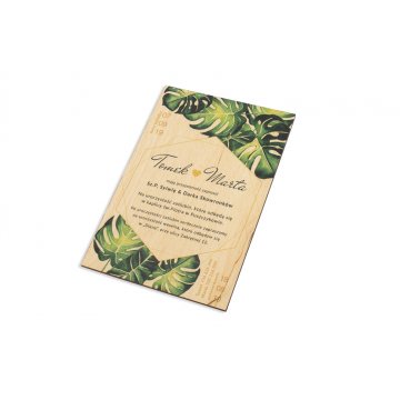Hochzeitseinladungen aus Holz - Tropisch - Digitaler UV-Druck - ZAP043