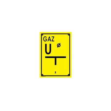 Mechanische Rohrleitungssperre UPU - Standorttafel für Gasleitung - Abm. 140x200mm - PVC - farbiger UV-Druck - BHP106