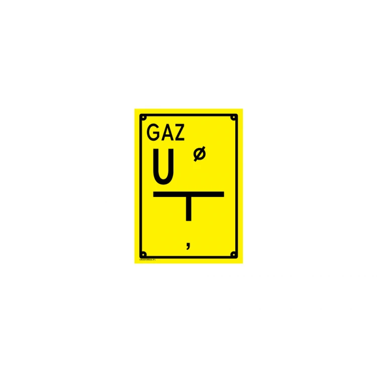 Mechanische Rohrleitungssperre UPU - Standorttafel für Gasleitung - Abm. 140x200mm - PVC - farbiger UV-Druck - BHP106