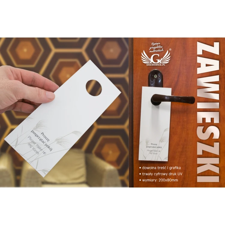 Hotel Türhänger - Kunststoff, wasserfest - Maße: 200x80mm - UV-Druck - ZAW002