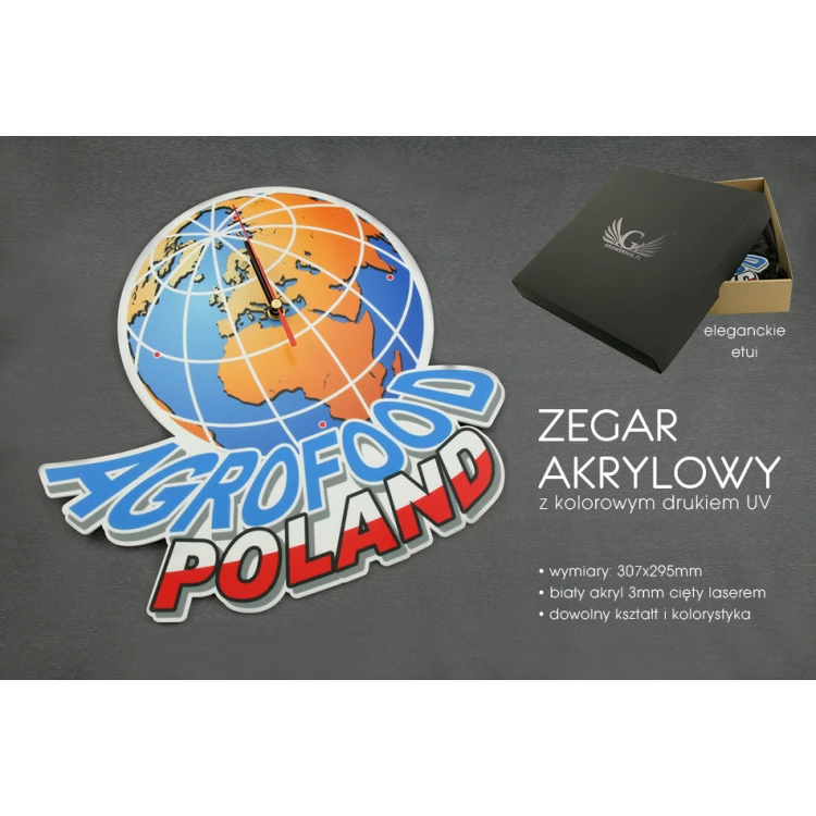 Akryluhr mit beliebiger Grafik - farbiger UV-Druck - ZEG003