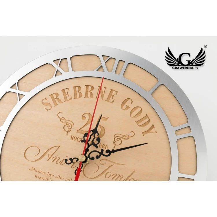 Holzuhr - Geschenk zum 25. Hochzeitstag - ZEG007