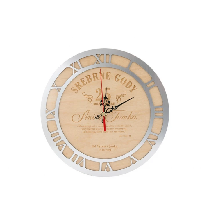 Holzuhr - Geschenk zum 25. Hochzeitstag - ZEG007