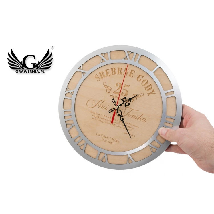 Holzuhr - Geschenk zum 25. Hochzeitstag - ZEG007