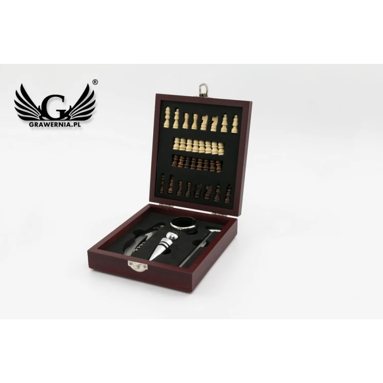Weinset mit Schach MATT mit Ihrer Gravur - AL013