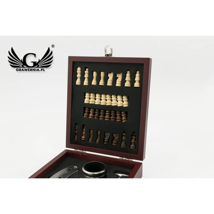 Weinset mit Schach MATT mit Ihrer Gravur - AL013