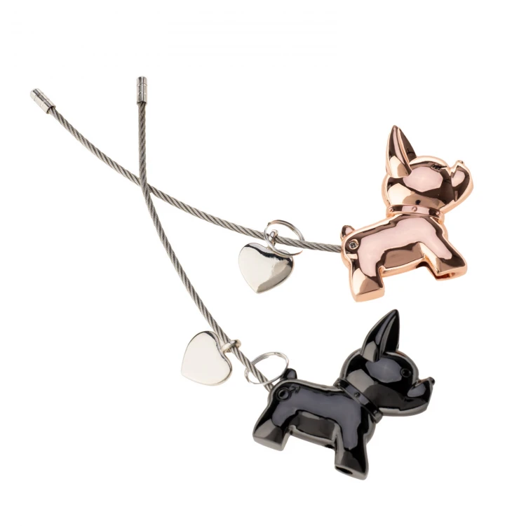 Set von zwei Schlüsselanhängern Verliebte Hündchen mit Ihrer Gravur - BP175