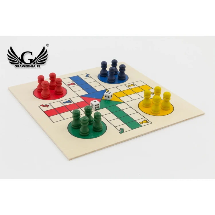Spielset 4 in 1 Pix in einer Holzbox mit Gravur - GR003