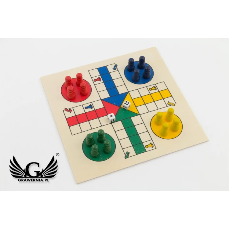 Spielset 4 in 1 Pix in einer Holzbox mit Gravur - GR003