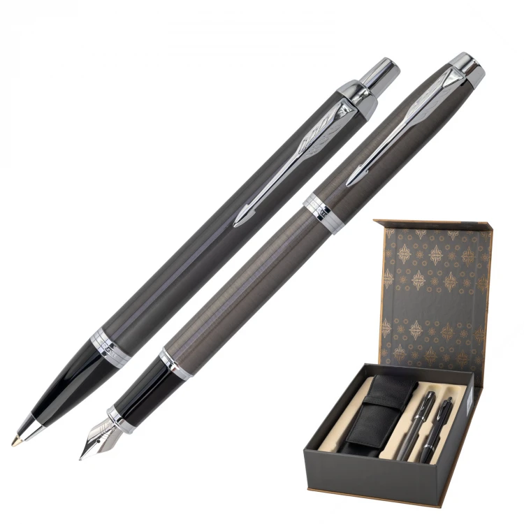 Parker IM Core Dark Espresso CT Füllfederhalter und Kugelschreiber Set mit Etui - PAR195-DUO-PT