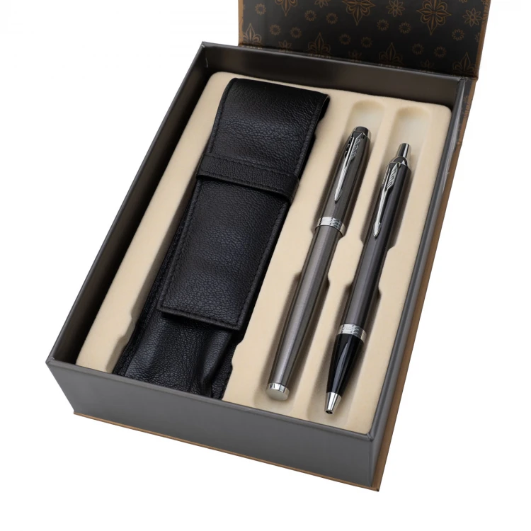 Parker IM Core Dark Espresso CT Füllfederhalter und Kugelschreiber Set mit Etui - PAR195-DUO-PT