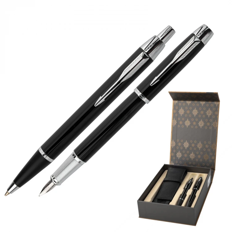 Parker IM Schwarz CT Füllfederhalter und Kugelschreiber Set mit Etui - PAR127-DUO-SW