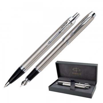 Parker IM Essential Stainless Steel CT Set - Füllfederhalter und Kugelschreiber - PAR213-DUO-PRO