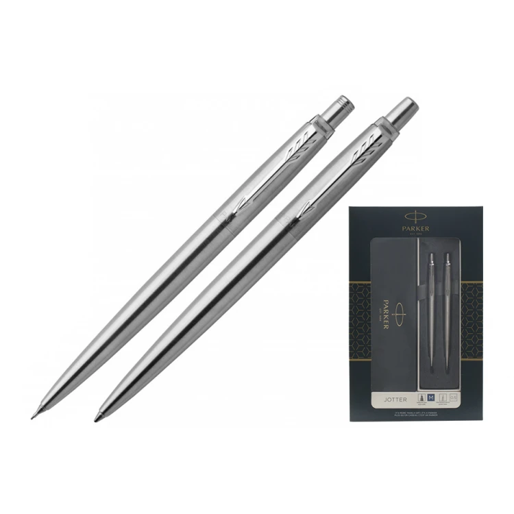 Parker Jotter Core Stahl CT Bleistift und Kugelschreiber Set - PAR179-DUO-CT