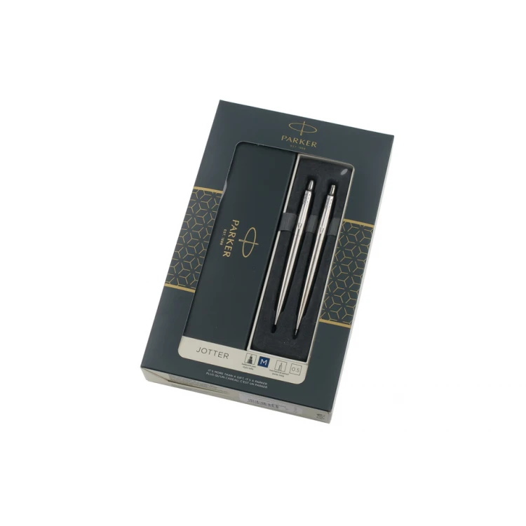 Parker Jotter Core Stahl CT Bleistift und Kugelschreiber Set - PAR179-DUO-CT