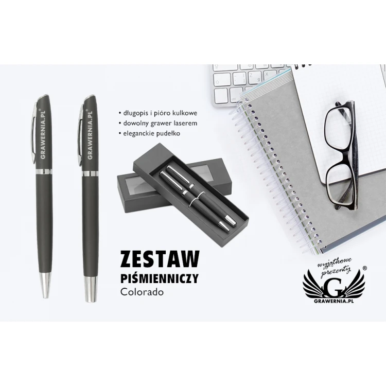 Schreibset mit Gravur - COLORADO - Graphitfarben - KP009