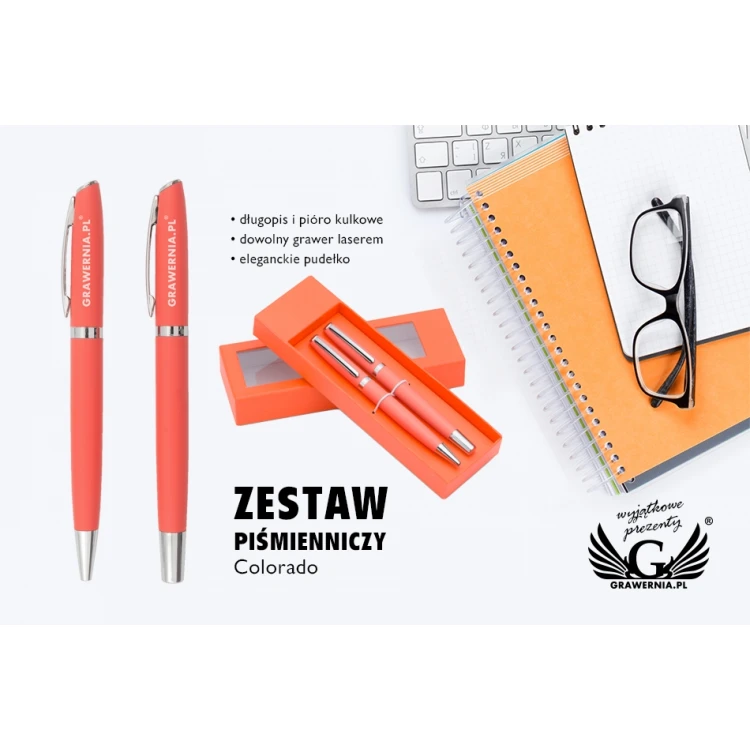 Schreibset mit Gravur - COLORADO - Orange - KP011