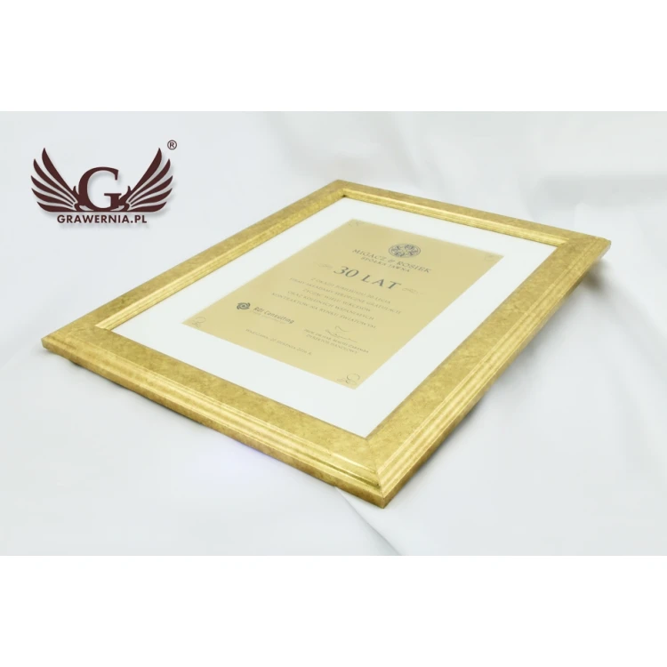 Goldenes Diplom in goldenem Rahmen - horizontal oder vertikal - DWR1